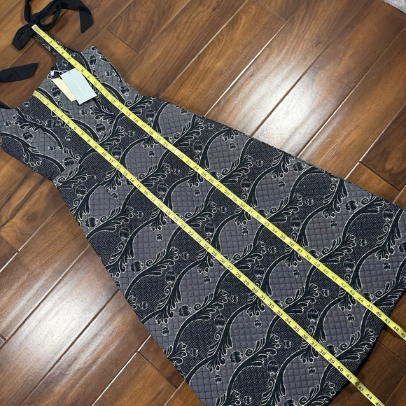 Antonio Melani x Jennifer Sumko Size 0 Black Scroll‎ Schwan Quilted Midi Dress - Picture 5 of 12